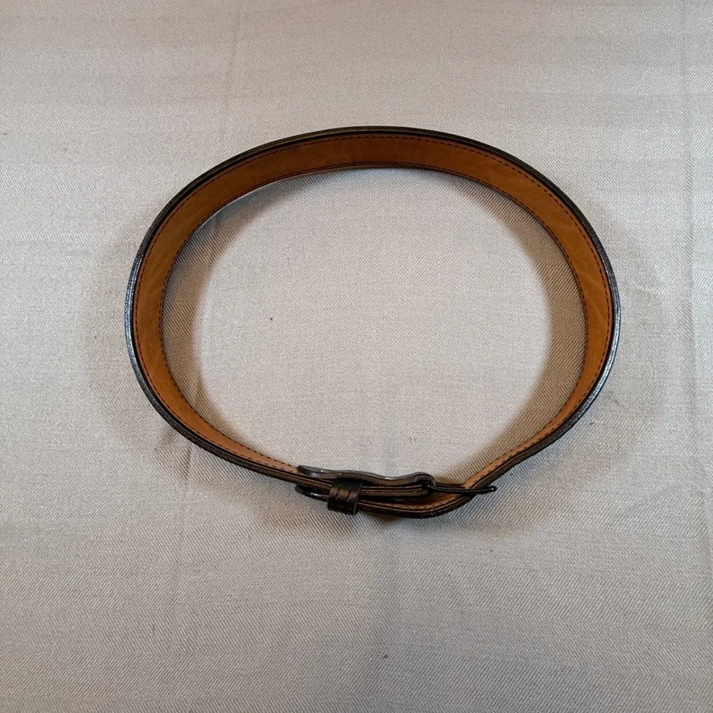 Mens Classic Leather Dress Black Belt Black Matte Buckle Size 38